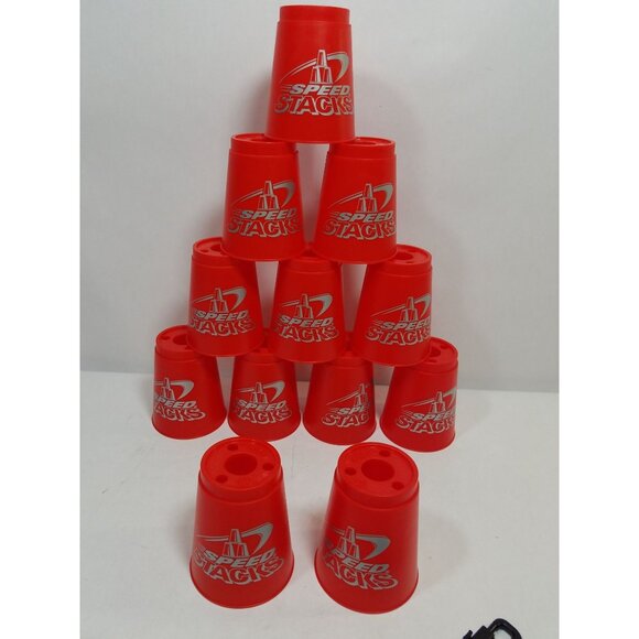 Red Speed Cup Stacking Cups Set of 12 with Quick Release Stem - Picture 5 of 6